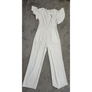 Calvin Klein White Flutter Sleeve Wide Leg Jumpsuit Women's Size 4